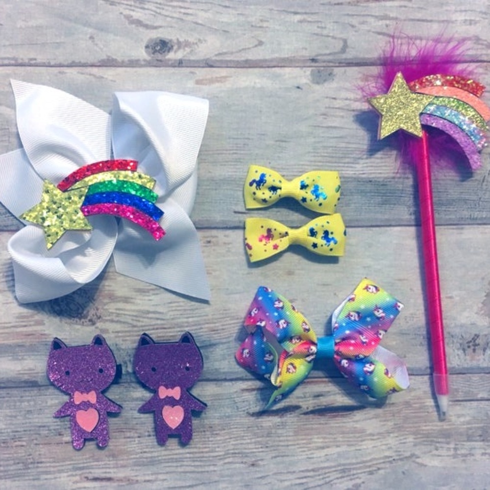 New girls kids RAINBOW hair clip and PEN